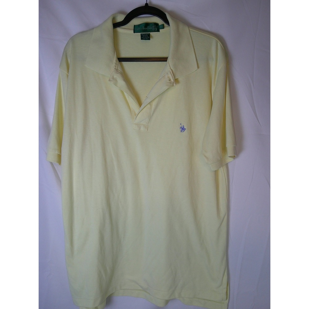 Vintage Knights of Round Table Mens XL Polo Shirt Yellow Short Sleeve Pique Knit